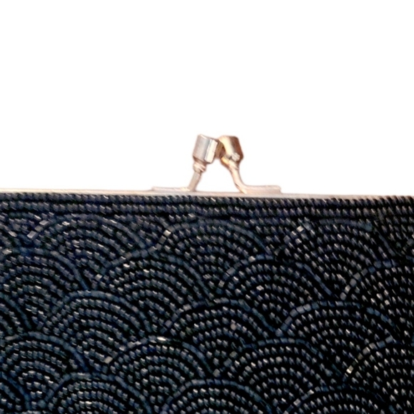 Vintage 60s Walborg Black Beaded Evening Bag Clutch - Picture 8 of 9